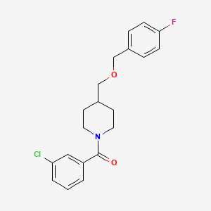 molecular formula C20H21ClFNO2 B2598613 (3-Chlorophenyl)(4-(((4-fluorobenzyl)oxy)methyl)piperidin-1-yl)methanone CAS No. 1396877-57-8