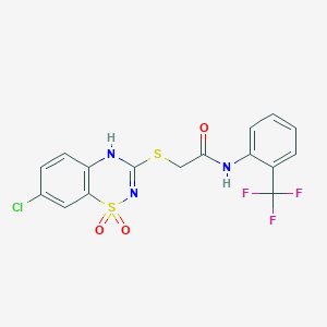 2-[(7-chloro-1,1-diketo-4H-1,2,4-benzothiadiazin-3-yl)thio]-N-[2-(trifluoromethyl)phenyl]acetamide