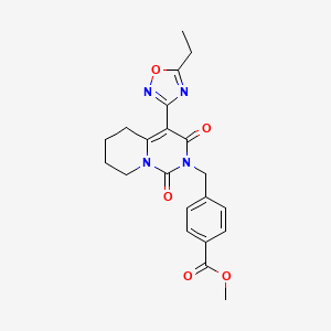 molecular formula C21H22N4O5 B2598627 methyl 4-{[4-(5-ethyl-1,2,4-oxadiazol-3-yl)-1,3-dioxo-5,6,7,8-tetrahydro-1H-pyrido[1,2-c]pyrimidin-2(3H)-yl]methyl}benzoate CAS No. 1775344-99-4