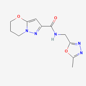 molecular formula C11H13N5O3 B2598639 N-((5-methyl-1,3,4-oxadiazol-2-yl)methyl)-6,7-dihydro-5H-pyrazolo[5,1-b][1,3]oxazine-2-carboxamide CAS No. 1448063-81-7