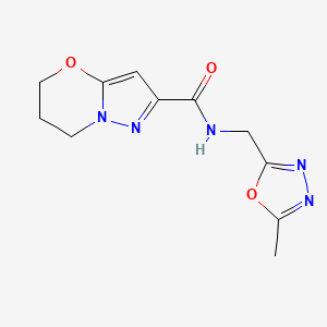 molecular formula C11H13N5O3 B2598639 N-((5-甲基-1,3,4-恶二唑-2-基)甲基)-6,7-二氢-5H-吡唑并[5,1-b][1,3]恶嗪-2-甲酰胺 CAS No. 1448063-81-7