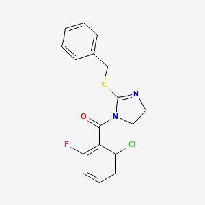 molecular formula C17H14ClFN2OS B2598641 (2-Benzylsulfanyl-4,5-dihydroimidazol-1-yl)-(2-chloro-6-fluorophenyl)methanone CAS No. 851864-06-7