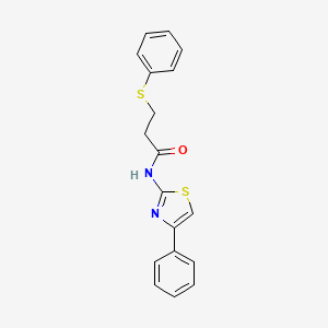 molecular formula C18H16N2OS2 B2598642 N-(4-phenylthiazol-2-yl)-3-(phenylthio)propanamide CAS No. 476307-30-9