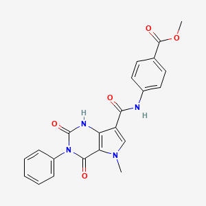molecular formula C22H18N4O5 B2598643 4-(5-甲基-2,4-二氧代-3-苯基-2,3,4,5-四氢-1H-吡咯并[3,2-d]嘧啶-7-甲酰胺)苯甲酸甲酯 CAS No. 921573-00-4