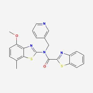 molecular formula C23H18N4O2S2 B2598644 N-(4-methoxy-7-methylbenzo[d]thiazol-2-yl)-N-(pyridin-3-ylmethyl)benzo[d]thiazole-2-carboxamide CAS No. 895426-70-7