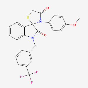 molecular formula C25H19F3N2O3S B2598646 3'-(4-Methoxyphenyl)-1-(3-(trifluoromethyl)benzyl)spiro[indoline-3,2'-thiazolidine]-2,4'-dione CAS No. 894561-46-7