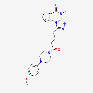 molecular formula C23H26N6O3S B2598648 1-(4-(4-(4-methoxyphenyl)piperazin-1-yl)-4-oxobutyl)-4-methylthieno[2,3-e][1,2,4]triazolo[4,3-a]pyrimidin-5(4H)-one CAS No. 887223-44-1