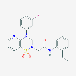 molecular formula C22H21FN4O3S B2598653 N-(2-ethylphenyl)-2-(4-(3-fluorophenyl)-1,1-dioxido-3,4-dihydro-2H-pyrido[2,3-e][1,2,4]thiadiazin-2-yl)acetamide CAS No. 1251679-08-9