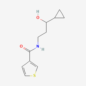 molecular formula C11H15NO2S B2598661 N-(3-环丙基-3-羟基丙基)噻吩-3-甲酰胺 CAS No. 1396801-33-4