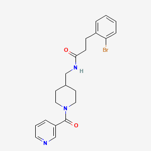 molecular formula C21H24BrN3O2 B2598671 3-(2-bromophenyl)-N-((1-nicotinoylpiperidin-4-yl)methyl)propanamide CAS No. 1797247-43-8