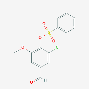 molecular formula C14H11ClO5S B2598676 2-Chloro-4-formyl-6-methoxyphenyl benzenesulfonate CAS No. 443664-40-2
