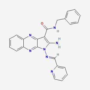 molecular formula C24H19N7O B2598680 (E)-2-amino-N-benzyl-1-((pyridin-2-ylmethylene)amino)-1H-pyrrolo[2,3-b]quinoxaline-3-carboxamide CAS No. 799831-92-8