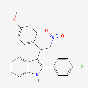 molecular formula C23H19ClN2O3 B2598694 2-(4-chlorophenyl)-3-[1-(4-methoxyphenyl)-2-nitroethyl]-1H-indole CAS No. 325992-82-3