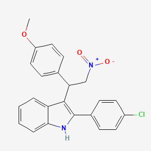 molecular formula C23H19ClN2O3 B2598694 2-(4-氯苯基)-3-[1-(4-甲氧基苯基)-2-硝基乙基]-1H-吲哚 CAS No. 325992-82-3