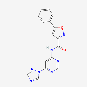 molecular formula C16H11N7O2 B2598700 N-(6-(1H-1,2,4-triazol-1-yl)pyrimidin-4-yl)-5-phenylisoxazole-3-carboxamide CAS No. 1428371-89-4