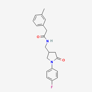 molecular formula C20H21FN2O2 B2598709 N-((1-(4-氟苯基)-5-氧代吡咯烷-3-基)甲基)-2-(间甲苯基)乙酰胺 CAS No. 954597-29-6