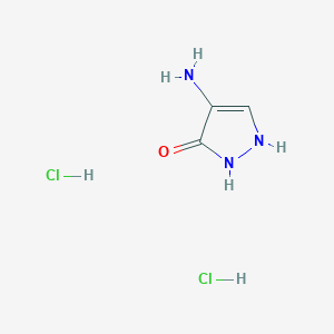 molecular formula C3H7Cl2N3O B2598713 4-氨基-2,3-二氢-1H-吡唑-3-酮二盐酸盐 CAS No. 1808683-31-9