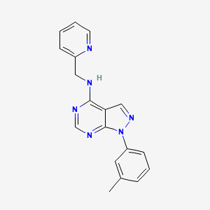 molecular formula C18H16N6 B2598714 1-(3-甲基苯基)-N-(2-吡啶基甲基)-4-吡唑并[3,4-d]嘧啶胺 CAS No. 393820-44-5