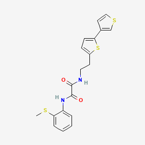 molecular formula C19H18N2O2S3 B2598716 N1-(2-([2,3'-bithiophen]-5-yl)ethyl)-N2-(2-(methylthio)phenyl)oxalamide CAS No. 2034565-90-5