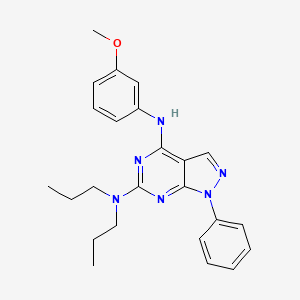 molecular formula C24H28N6O B2598723 N4-(3-甲氧基苯基)-1-苯基-N6,N6-二丙基-1H-吡唑并[3,4-d]嘧啶-4,6-二胺 CAS No. 946349-72-0