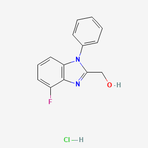 molecular formula C14H12ClFN2O B2598729 (4-Fluoro-1-phenylbenzimidazol-2-yl)methanol;hydrochloride CAS No. 2416230-16-3