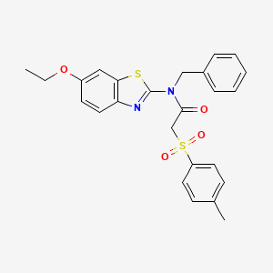 molecular formula C25H24N2O4S2 B2598730 N-benzyl-N-(6-ethoxybenzo[d]thiazol-2-yl)-2-tosylacetamide CAS No. 899735-00-3