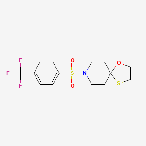 molecular formula C14H16F3NO3S2 B2598739 8-((4-(Trifluoromethyl)phenyl)sulfonyl)-1-oxa-4-thia-8-azaspiro[4.5]decane CAS No. 1351597-59-5