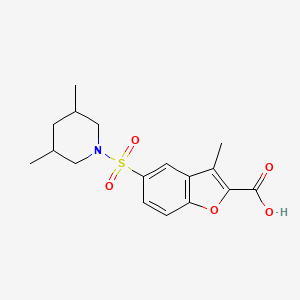 molecular formula C17H21NO5S B2598743 5-[(3,5-Dimethylpiperidin-1-yl)sulfonyl]-3-methyl-1-benzofuran-2-carboxylic acid CAS No. 898208-96-3