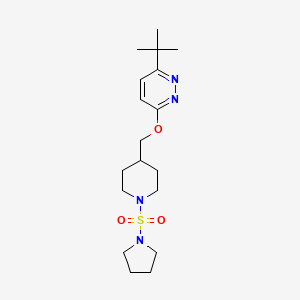 molecular formula C18H30N4O3S B2598745 3-Tert-butyl-6-[(1-pyrrolidin-1-ylsulfonylpiperidin-4-yl)methoxy]pyridazine CAS No. 2320887-10-1
