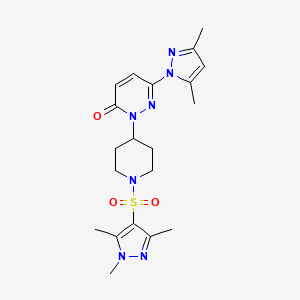 molecular formula C20H27N7O3S B2598751 6-(3,5-Dimethylpyrazol-1-yl)-2-[1-(1,3,5-trimethylpyrazol-4-yl)sulfonylpiperidin-4-yl]pyridazin-3-one CAS No. 2380034-13-7