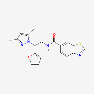 molecular formula C19H18N4O2S B2598756 N-(2-(3,5-dimethyl-1H-pyrazol-1-yl)-2-(furan-2-yl)ethyl)benzo[d]thiazole-6-carboxamide CAS No. 2097933-77-0