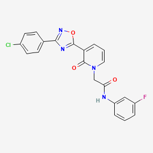 molecular formula C21H14ClFN4O3 B2598757 2-(3-(3-(4-chlorophenyl)-1,2,4-oxadiazol-5-yl)-2-oxopyridin-1(2H)-yl)-N-(3-fluorophenyl)acetamide CAS No. 1105231-19-3