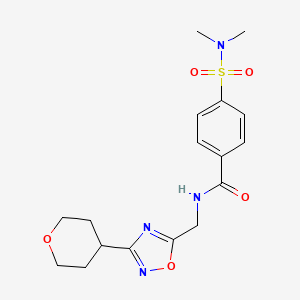molecular formula C17H22N4O5S B2598774 4-(N,N-二甲基磺酰氨基)-N-((3-(四氢-2H-吡喃-4-基)-1,2,4-恶二唑-5-基)甲基)苯甲酰胺 CAS No. 2034227-12-6