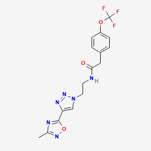 molecular formula C16H15F3N6O3 B2598784 N-(2-(4-(3-甲基-1,2,4-恶二唑-5-基)-1H-1,2,3-三唑-1-基)乙基)-2-(4-(三氟甲氧基)苯基)乙酰胺 CAS No. 2034593-90-1