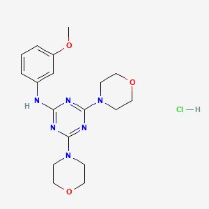 molecular formula C18H25ClN6O3 B2598798 N-(3-methoxyphenyl)-4,6-dimorpholino-1,3,5-triazin-2-amine hydrochloride CAS No. 1179464-41-5