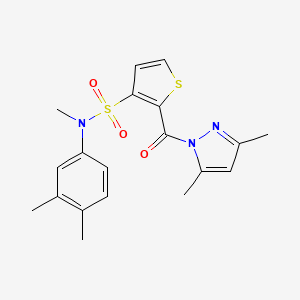 2-(3,5-dimethyl-1H-pyrazole-1-carbonyl)-N-(3,4-dimethylphenyl)-N-methylthiophene-3-sulfonamide