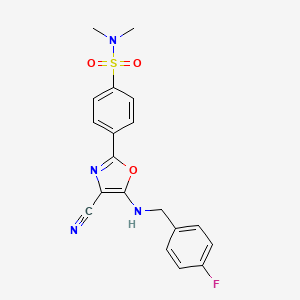 molecular formula C19H17FN4O3S B2598800 4-{4-氰基-5-[(4-氟苄基)氨基]-1,3-噁唑-2-基}-N,N-二甲基苯磺酰胺 CAS No. 941265-08-3