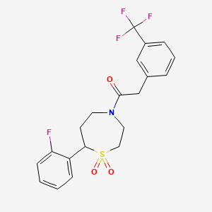 molecular formula C20H19F4NO3S B2598801 1-(7-(2-Fluorophenyl)-1,1-dioxido-1,4-thiazepan-4-yl)-2-(3-(trifluoromethyl)phenyl)ethanone CAS No. 2034529-78-5