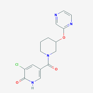 molecular formula C15H15ClN4O3 B2598806 (5-Chloro-6-hydroxypyridin-3-yl)(3-(pyrazin-2-yloxy)piperidin-1-yl)methanone CAS No. 2034580-01-1