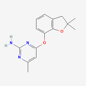 molecular formula C15H17N3O2 B2598823 4-[(2,2-dimethyl-3H-1-benzofuran-7-yl)oxy]-6-methylpyrimidin-2-amine CAS No. 1022543-36-7