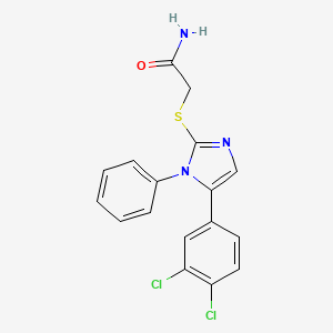 molecular formula C17H13Cl2N3OS B2598831 2-((5-(3,4-dichlorophenyl)-1-phenyl-1H-imidazol-2-yl)thio)acetamide CAS No. 1207011-83-3