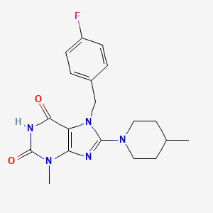 molecular formula C19H22FN5O2 B2598863 7-(4-fluorobenzyl)-3-methyl-8-(4-methylpiperidin-1-yl)-1H-purine-2,6(3H,7H)-dione CAS No. 919017-80-4