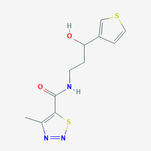 molecular formula C11H13N3O2S2 B2598865 N-(3-hydroxy-3-(thiophen-3-yl)propyl)-4-methyl-1,2,3-thiadiazole-5-carboxamide CAS No. 2034354-08-8