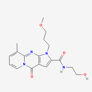 molecular formula C18H22N4O4 B2598880 N-(2-羟乙基)-1-(3-甲氧基丙基)-9-甲基-4-氧代-1,4-二氢吡啶并[1,2-a]吡咯并[2,3-d]嘧啶-2-甲酰胺 CAS No. 900869-17-2