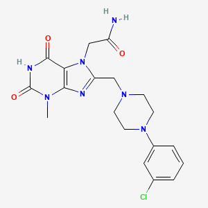 molecular formula C19H22ClN7O3 B2598889 2-[8-[[4-(3-Chlorophenyl)piperazin-1-yl]methyl]-3-methyl-2,6-dioxopurin-7-yl]acetamide CAS No. 847409-52-3