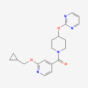 molecular formula C19H22N4O3 B2598900 (2-(Cyclopropylmethoxy)pyridin-4-yl)(4-(pyrimidin-2-yloxy)piperidin-1-yl)methanone CAS No. 2034494-24-9