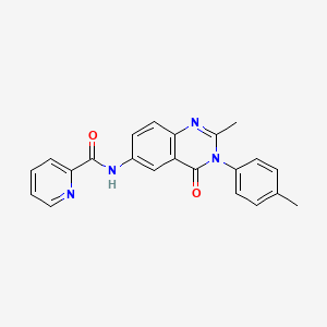 molecular formula C22H18N4O2 B2598901 N-(2-甲基-4-氧代-3-(对甲苯基)-3,4-二氢喹唑啉-6-基)吡啶甲酰胺 CAS No. 1105236-32-5