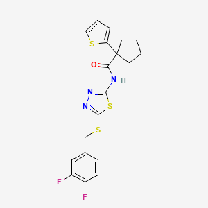 N-(5-((3,4-difluorobenzyl)thio)-1,3,4-thiadiazol-2-yl)-1-(thiophen-2-yl)cyclopentanecarboxamide