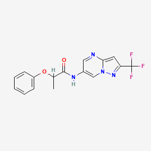 molecular formula C16H13F3N4O2 B2598909 2-phenoxy-N-(2-(trifluoromethyl)pyrazolo[1,5-a]pyrimidin-6-yl)propanamide CAS No. 2034480-00-5