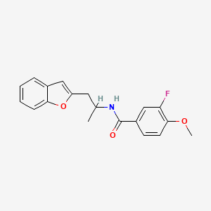 molecular formula C19H18FNO3 B2598913 N-(1-(benzofuran-2-yl)propan-2-yl)-3-fluoro-4-methoxybenzamide CAS No. 2034610-92-7